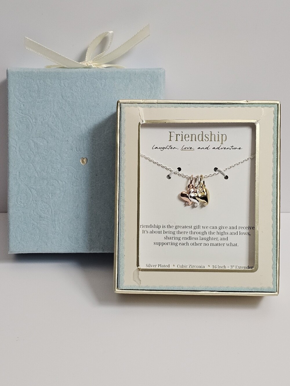 A New Day Womens Jewelry Box Gift Set silver plated necklace chain Friendship